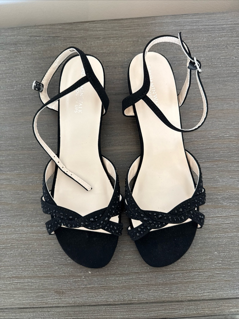 Dressy Sandal "Touch Ups" by Benjamin Walk. Black, Size 8.5 M   Wedge Heel